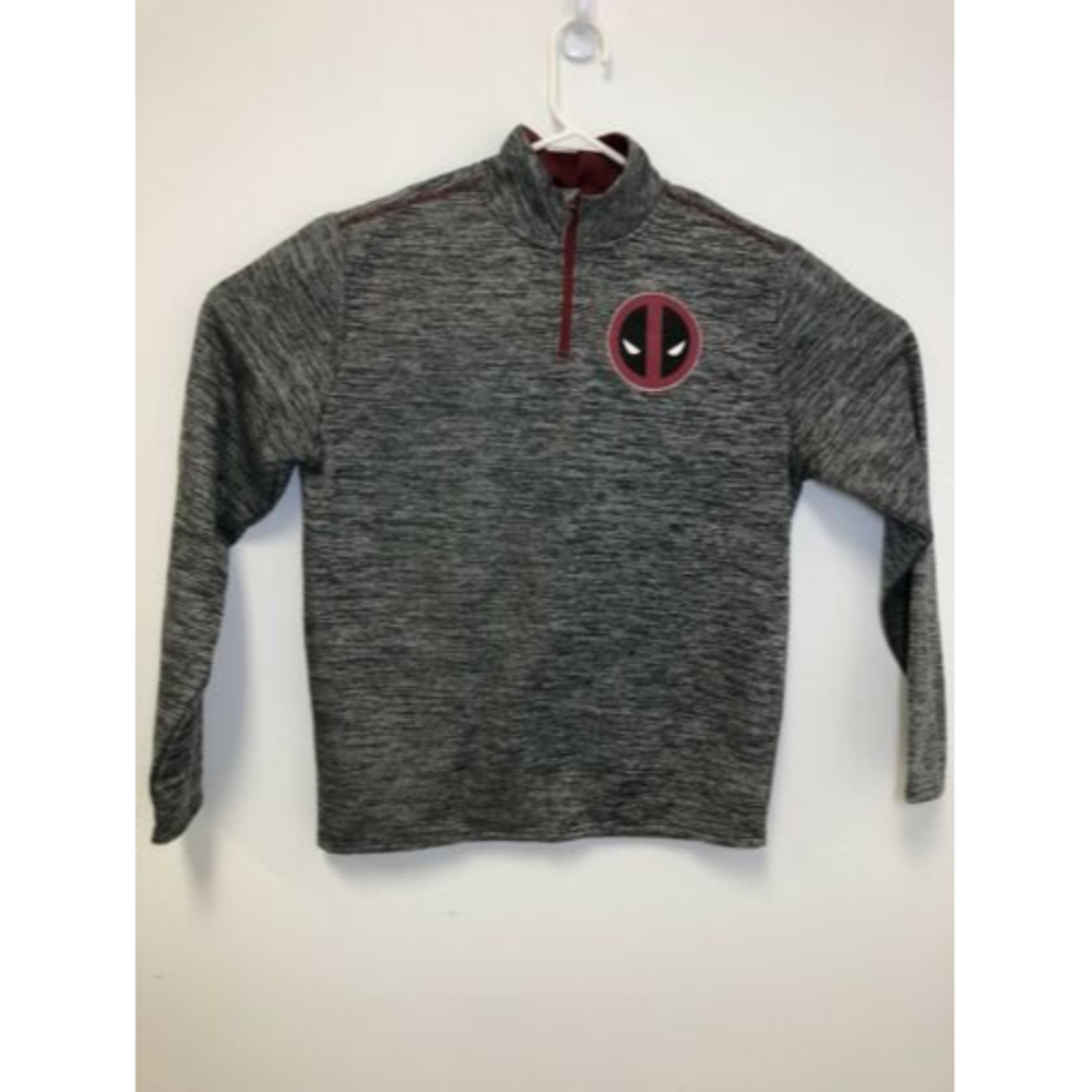 Marvel Deadpool 1/4 Quarter Zip Men's Pullover Sweatshirt Gray Size Small